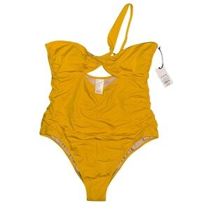 Women’s One-Shoulder Yellow Swimsuit